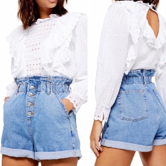 Topshop Eyelet Ruffle Blouse - Picture 2 of 8